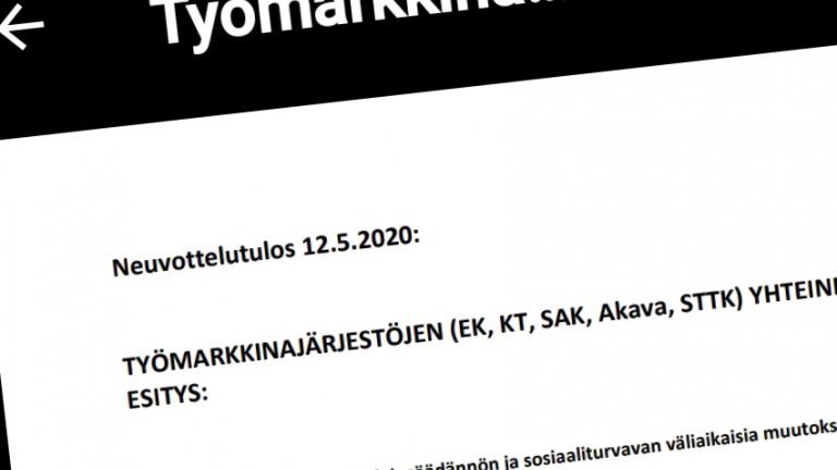 FFC, Akava och STTK samt Finlands Näringsliv EK och Kommunarbetsgivarna KT föreslår en förlängning av de tillfälliga lagändringarna